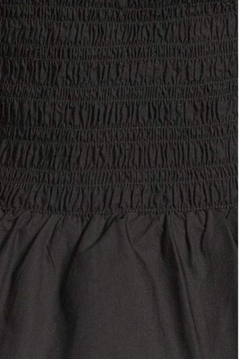 COTTON POPLIN OPEN-NECK SMOCK BLOUSE BLACK 5