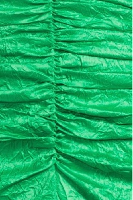 CRINKLED SATIN GATHERED U-NECK MIDI DRESS BRIGHT GREEN 5