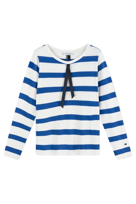 LONGSLEEVE TEE BOW STRIPE ECRU/ELECTRIC BLUE 4