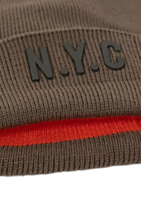 BOYS’ KHAKI KNIT BEANIE AND SNOOD WITH RUBBER MARKING BRONZE 4