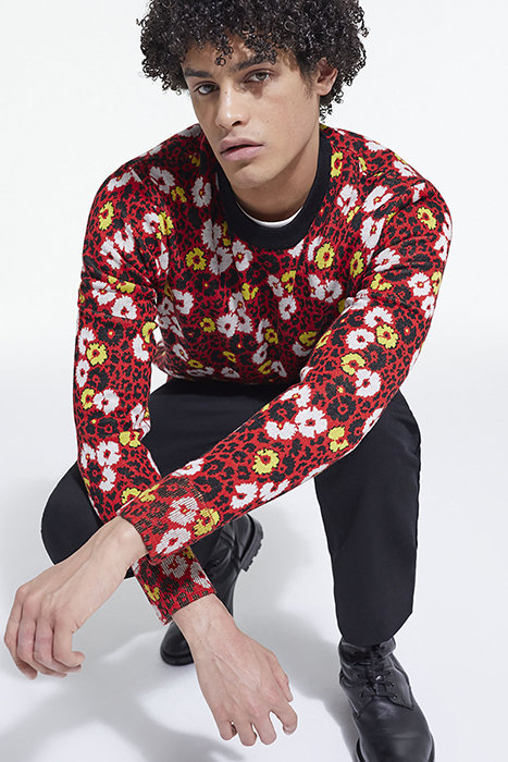 PULL COL ROND EN JACQUARD FLEURIE DARK RED 6