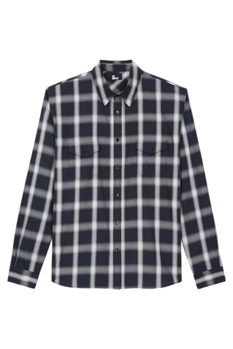 CHEMISE MANCHES LONGUES ET POCHES A CARREAUX NAVY ECRU by The Kooples