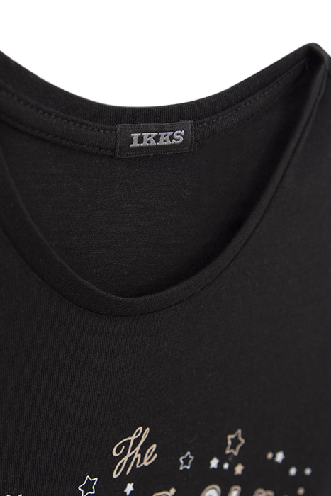 GIRLS’ BLACK ORGANIC COTTON T-SHIRT WITH ROCK IMAGES BLACK 3