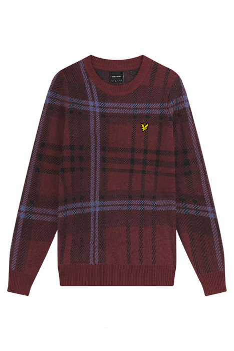 CHECK CREW NECK KNIT BURGUNDY GLADE 4