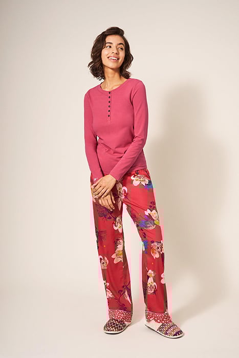 HAILEY HENLEY PJ TOP DEEP PINK 1
