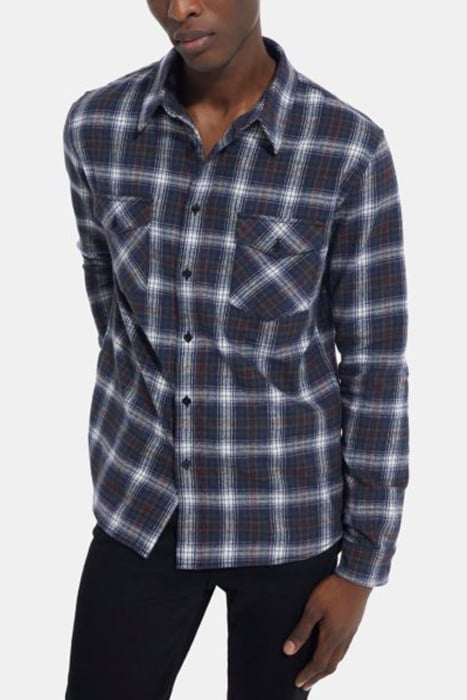 CHEMISE DROITE A CARREAUX AVEC POCHE PLAQUEES BOTTLE GREEN 1