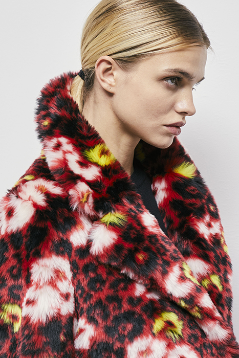 FAUSSE FOURRURE JACQUARD FLEURI DARK RED 6