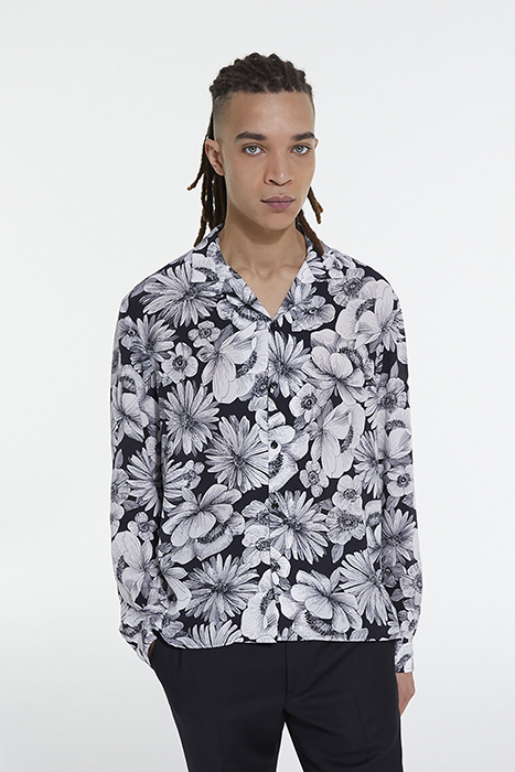 CHEMISE WAKO IMPRIME ROMANTIC GARDEN BLACK WHITE Online Outlet