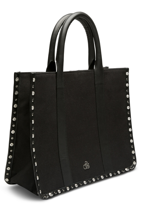 CANVAS SHOPPER WITH STUDS AND LEATHER TRIMMING EVENING BLACK 5
