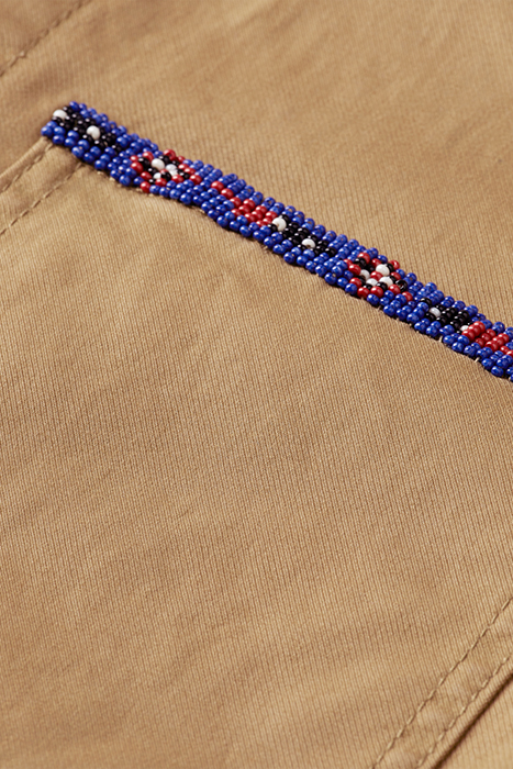 BEAD-TRIMMED TWILL WORKER JACKET TAUPE 9