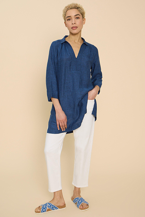 BLAIRE LINEN TUNIC DARK NAVY 1
