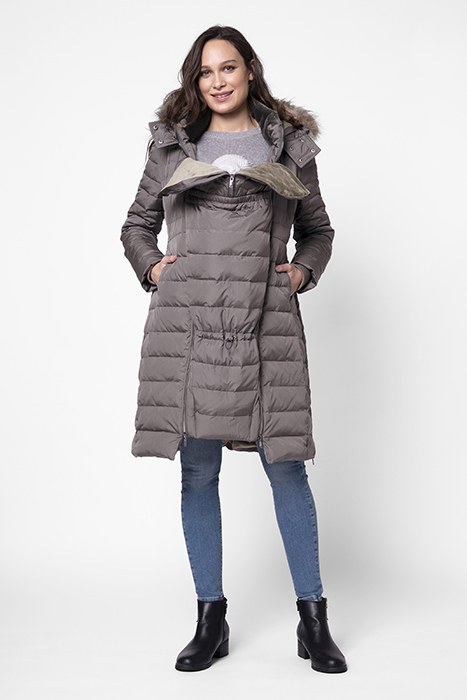 DOWN FILL MATERNITY COAT TAUPE 2