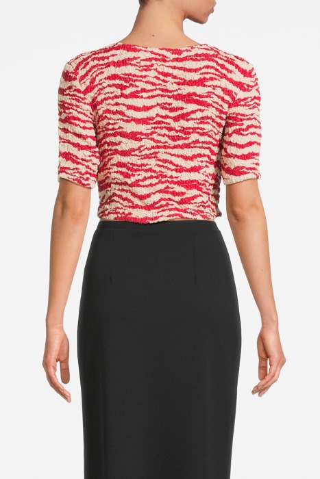 PRINTED LIGHT GEORGETTE CROPPED SMOCK BLOUSE CASTLE WALL 2