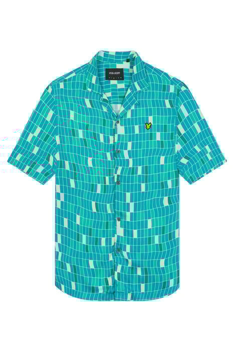 POOL PRINT SHIRT TILE BLUE 4