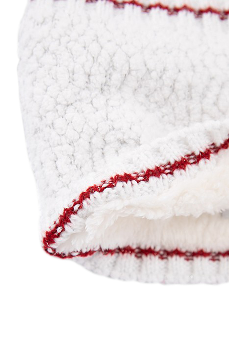 BABY GIRLS’ ECRU KNIT APPLE-HEART BEANIE & SNOOD OFF-WHITE 4