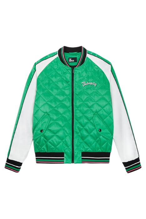 BOMBER BRODERIE FLOWER SKULL GREEN-WHITE 4