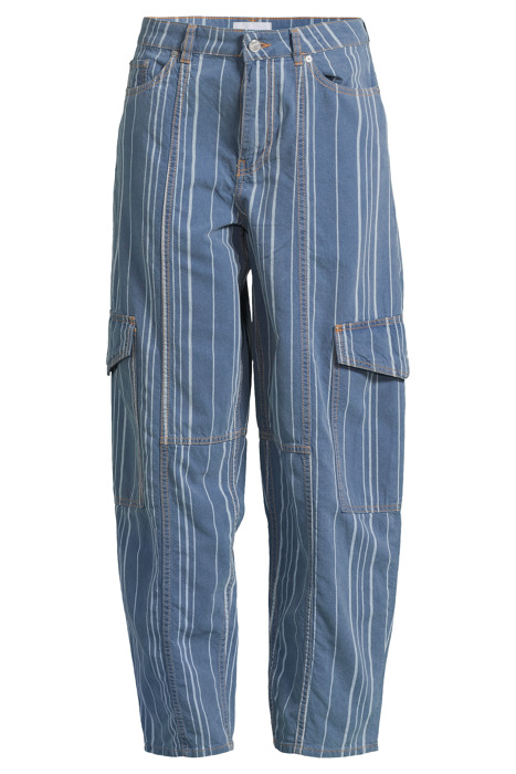 LIGHT STRIPE DENIM CARGO PANTS MID BLUE STONE 3