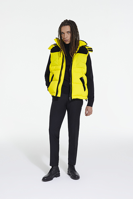 SLEEVELESS DOWN JACKET WITH CONTRASTED YOKE YELLOW FLUO 3