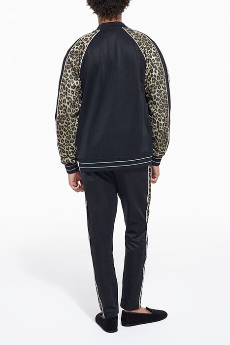 JOGGING AVEC BANDES COTES CONTRASTEES ET PIPING BLACK / LEOP 3