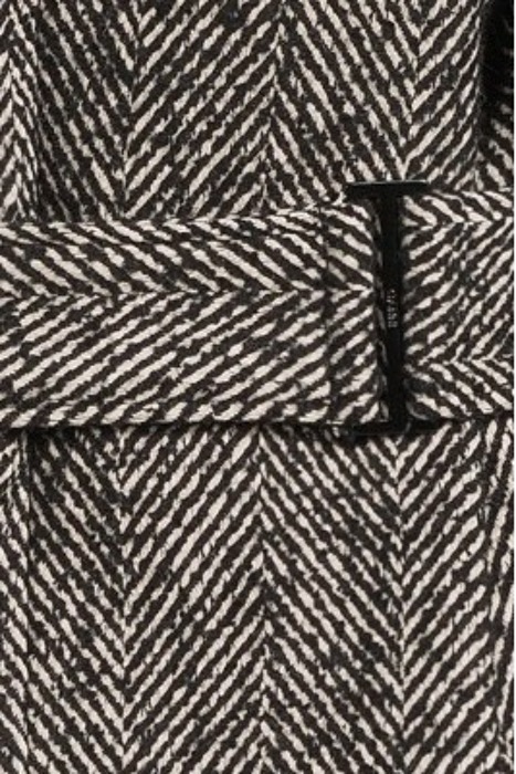 HERRINGBONE WOOL BELT BLAZER BLACK 5