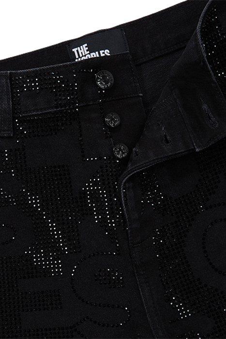 JEAN SLIM NOIR LOGO STRASS BLACK WASHED 2