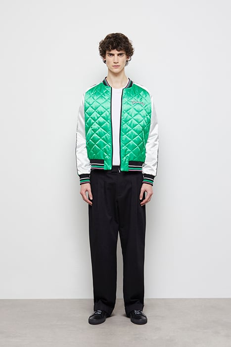 BOMBER BRODERIE FLOWER SKULL GREEN-WHITE 2