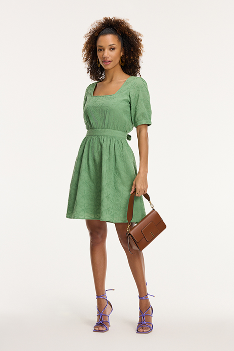 LADIES JENN DRESS 3D PALM EMBRO GREEN GREEK PALM 6