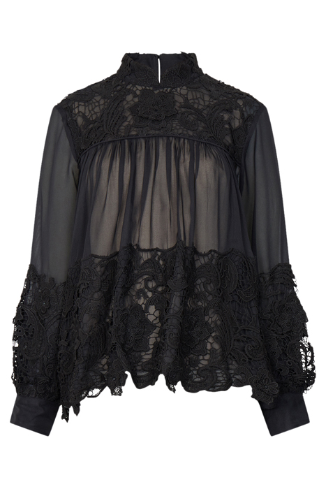 BRIANNA GEORGETTE 3D LACE TOP BLACK 3