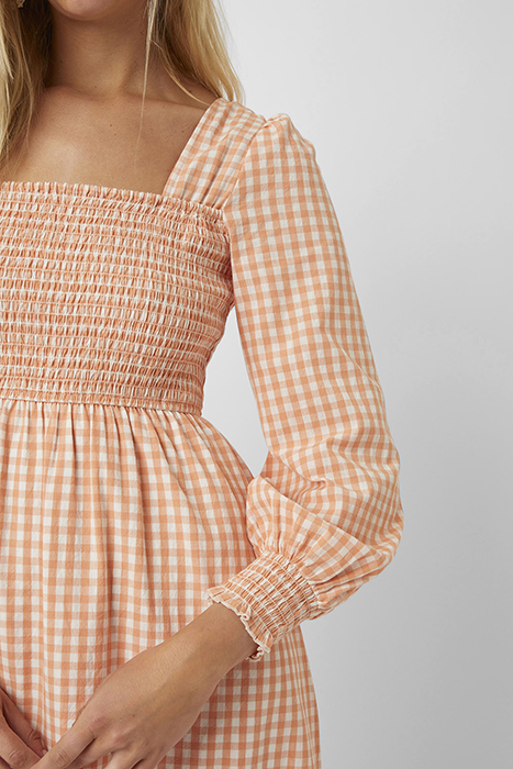 CLASSIC GINGHAM LS SQR NK DRS ORANGE 3