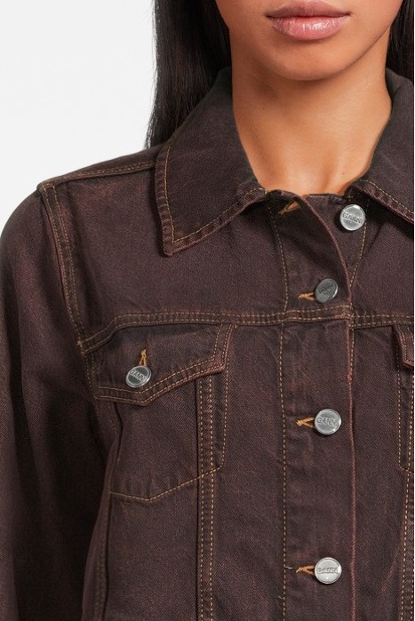 OVERDYED BLEACH DENIM CROPPED JACKET SHAVED CHOCOLATE 4