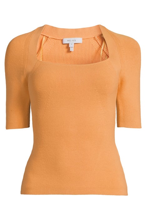 TINA-SQUARE KNITTED SWEATER ORANGE 3