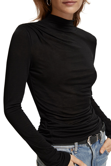 SHOULDER PADDED LONG SLEEVE TOP EVENING BLACK 6