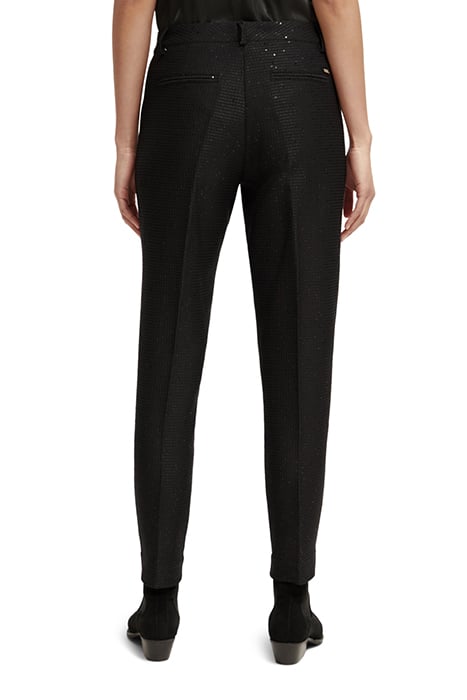 LOWRY - MID RISE SLIM LEG SEQUIN JACQUARD PANTS BLACK 2