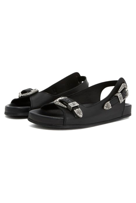 SANDALES EN CUIR AVEC BOUCLES WESTERN BLACK 3