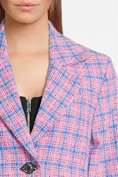 CHECK SUITING CROPPED BLAZER WILD ORCHID 4