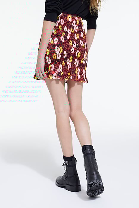 JUPE COUPE SMOCKEE PRINT WILD BLOSSOM RED / YELLOW 2