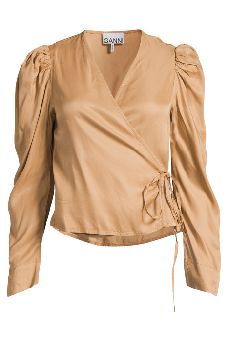 VISCOSE TWILL WRAP BLOUSE TIGER'S EYE 3