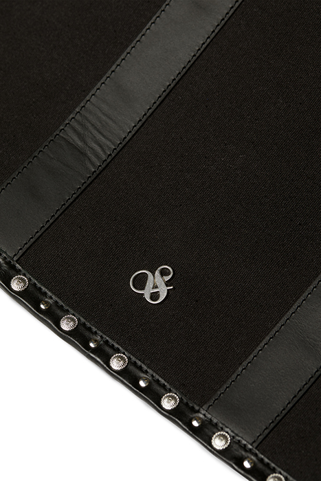 CANVAS SHOPPER WITH STUDS AND LEATHER TRIMMING EVENING BLACK 7