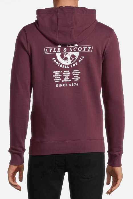 FOOTBALL WORLD GRAPHIC LS PULLOVER HOODIE BURGUNDY 2