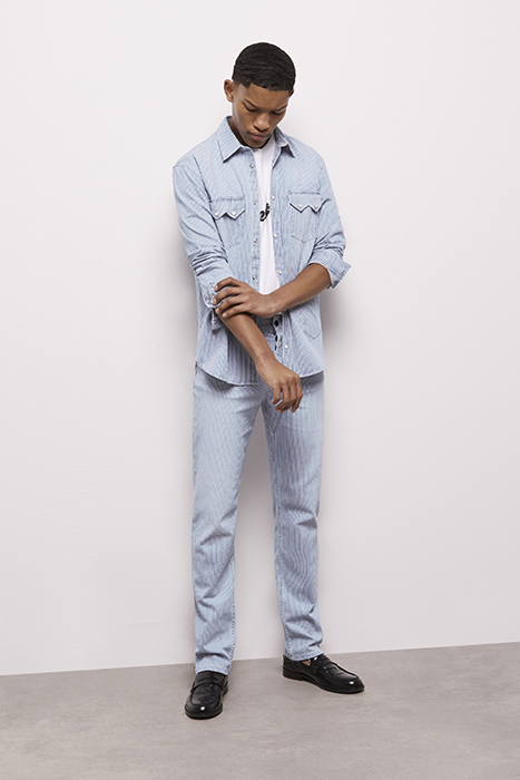 JEAN RAYÉ BLEU COUPE DROITE BLUE DENIM 5