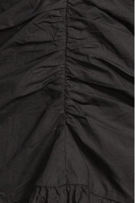 COTTON POPLIN GATHERED U-NECK MINI DRESS BLACK 5