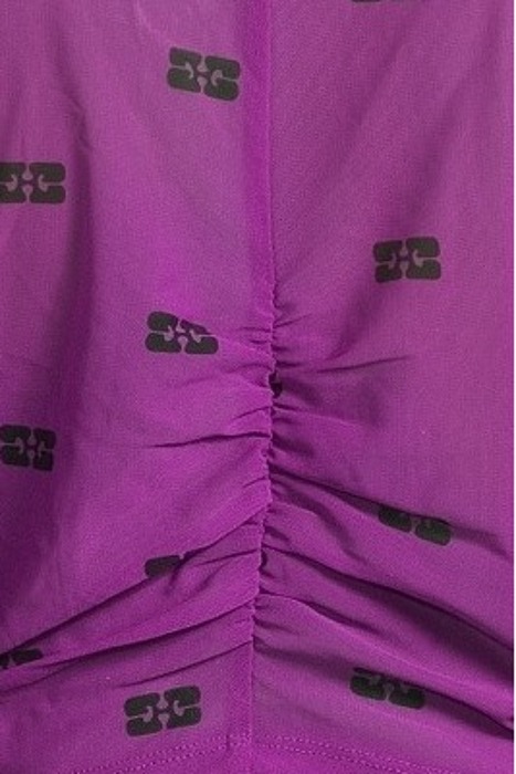 PRINTED MESH CROPPED RUCHED SHIRT SPARKLING GRAPE 5