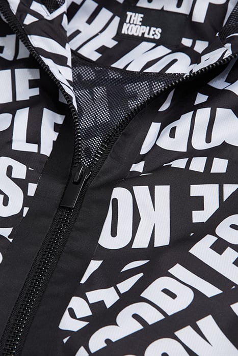 WINDBREAKER TAPE ALLOVER LOGO DOUBLURE EN MESH BLACK / WHITE 2