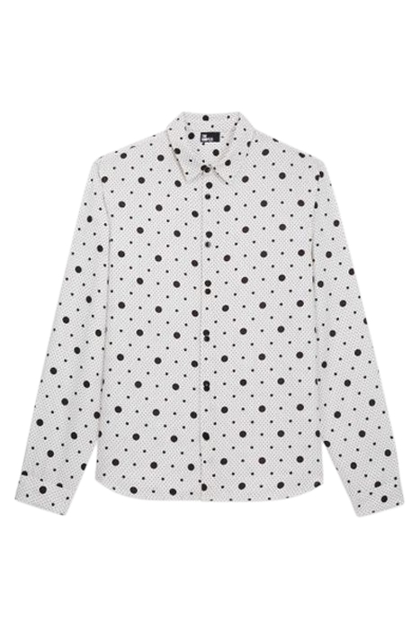 CHEMISE MANCHE LONGUE HOMME POLKA DOTS ECRU BLACK 3