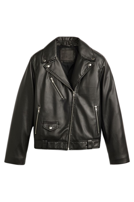 FAUX LEATHER BIKER JACKET IN BLACK 3