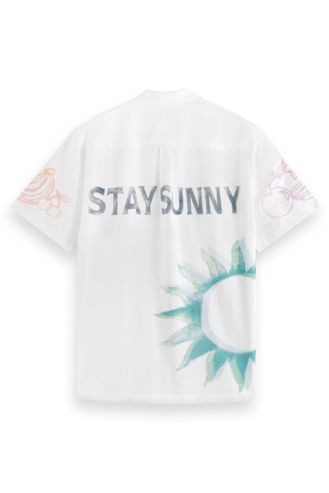 PRINTED SHORT SLEEVE SHIRT IN RAW ORGANIC COTTON STAMP PRINT 5