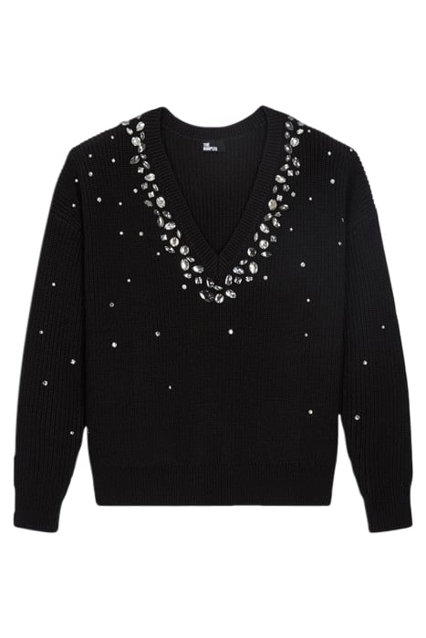PULL COL V AVEC BIJOUX BLACK by The Kooples