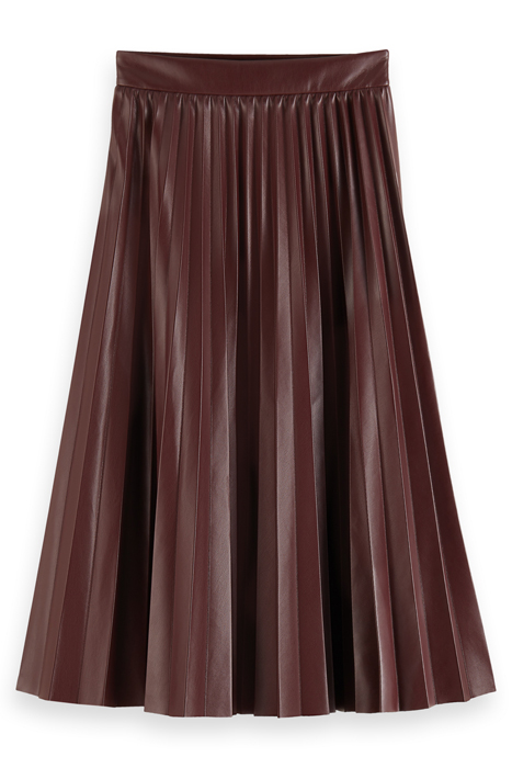 FAUX LEATHER PLEATED HIGH RISE MIDI SKIRT BORDEAUX 4