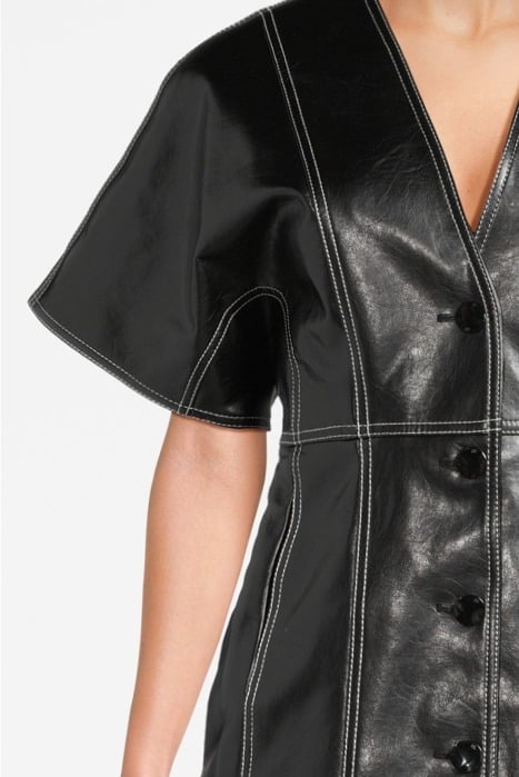 FUTURE COATED FITTED SHAPED SLEEVE MINI DRESS BLACK 4