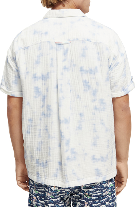 SHORT SLEEVE BONDED & PRINTED SHIRT IN RELAXED FIT BLUE TIE 2